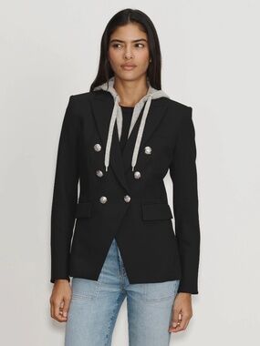 Veronica Beard Miller Blazer Black Silver Buttons size 2